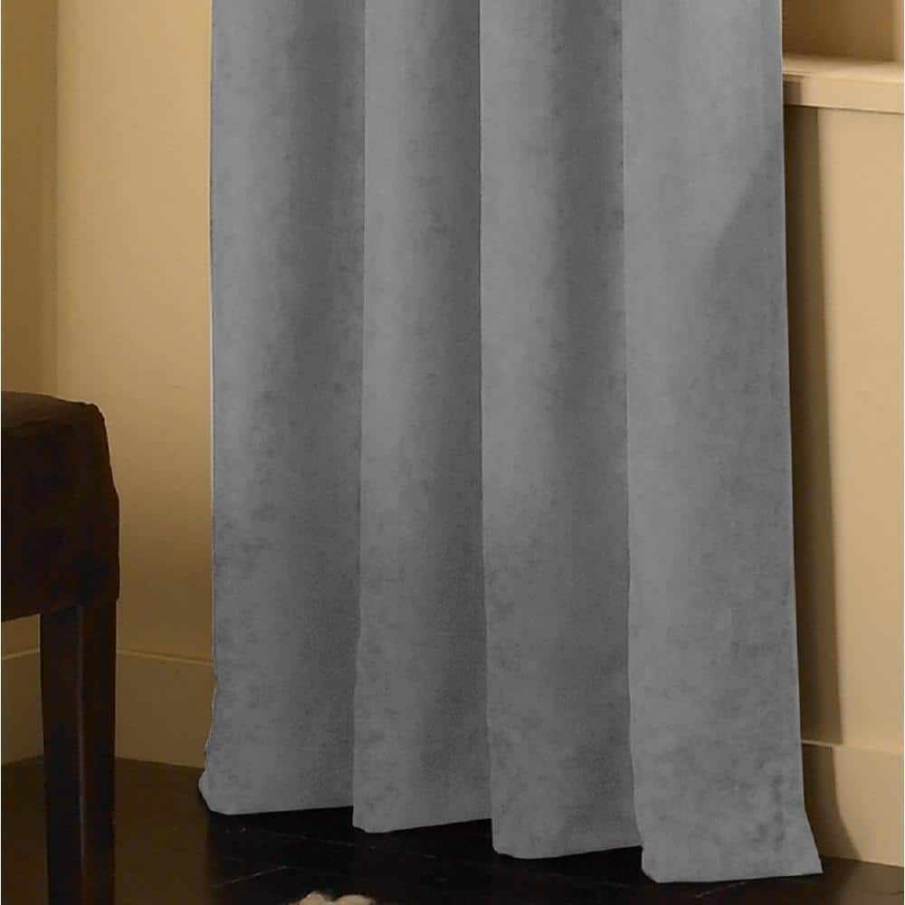 Pewter Faux Silk Room Darkening Grommet Window Panel, 144"