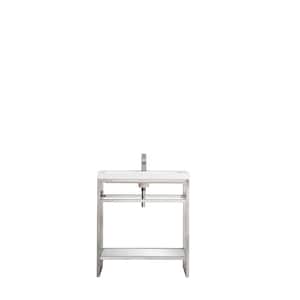 Boston 31.5 in. W Stainless Steel Console Sink with Basin and Leg Combo in Brushed Nickel