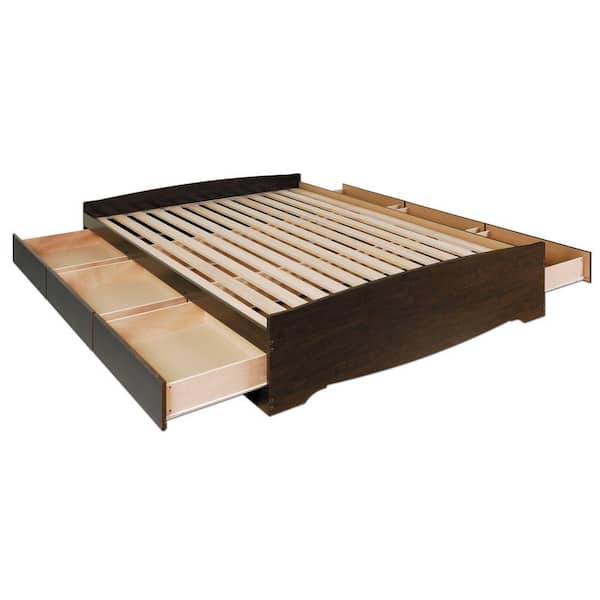 Prepac Fremont Brown Queen Wood Storage Platform Bed