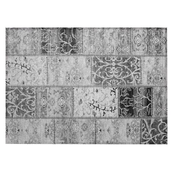 HomeRoots Gray 2 ft. x 3 ft. Woven Plaid Rectangle Indoor/Outdoor Area Rug