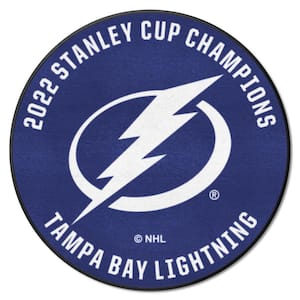 Tampa Bay Lightning Blue 2 ft. Round 2022 Stanley Cup Championship Puck Mat Accent Rug