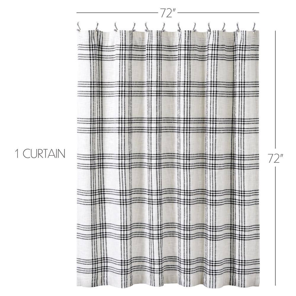 Black and White Plaid Cotton Shower Curtain 72x72