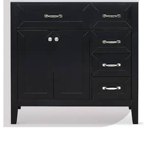 35.5 in. W x 17.7 in. D x 35 in. H Bath Vanity Cabinet without Top in Black