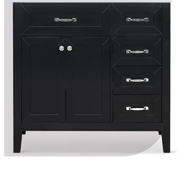 35.5 in. W x 17.7 in. D x 35 in. H Bath Vanity Cabinet without Top in Black