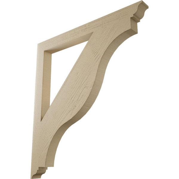 Ekena Millwork 3.5 in. x 44 in. x 40 in. Funston Traditional Rough Cedar Woodgrain Timberthane Polyurethane Bracket, Primed Tan