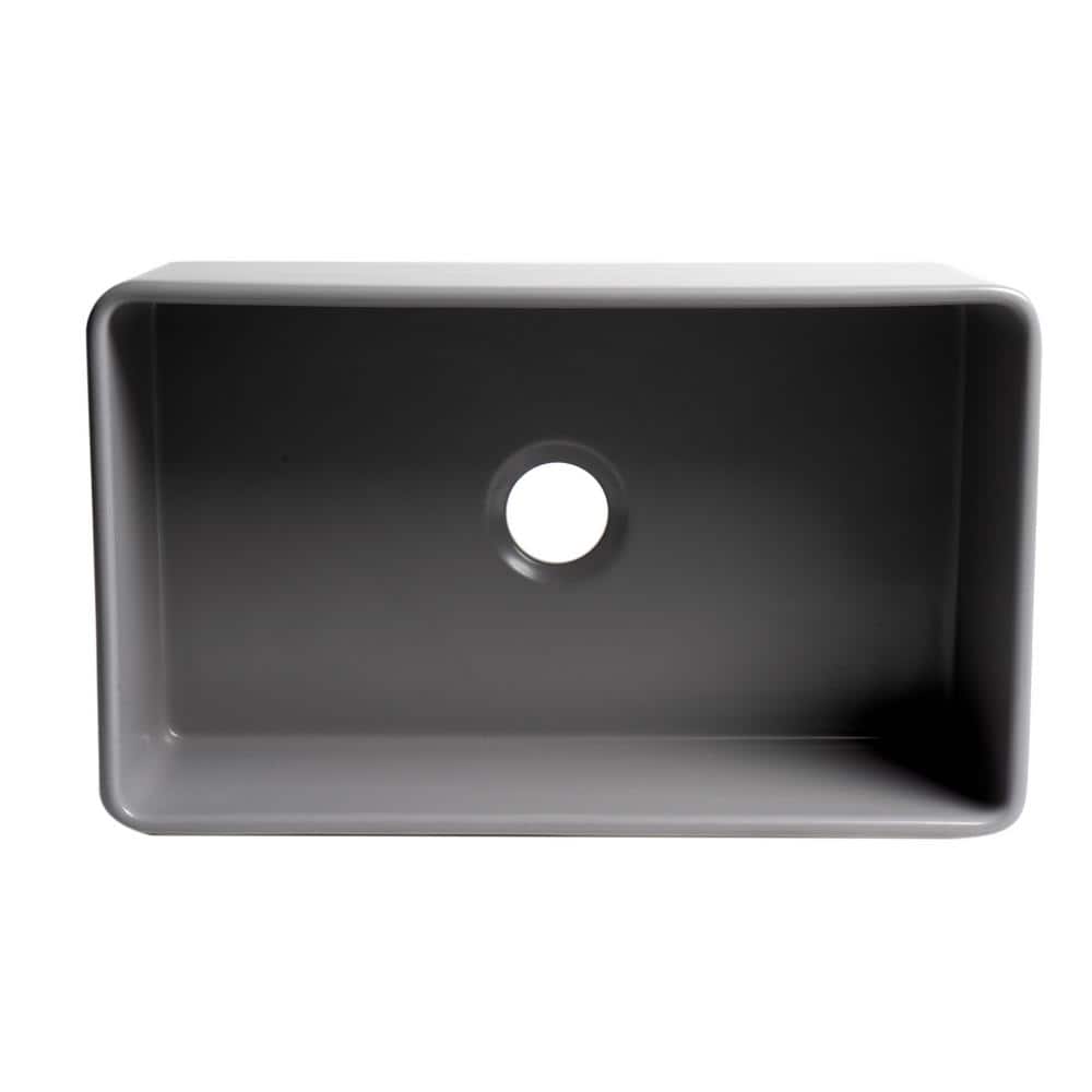 Gray Matte Fireclay 30" Single Bowl Farmhouse Sink