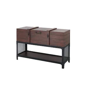 Maynard 47 in. Vintage Walnut Rectangle Wood Console Table with Lift Top