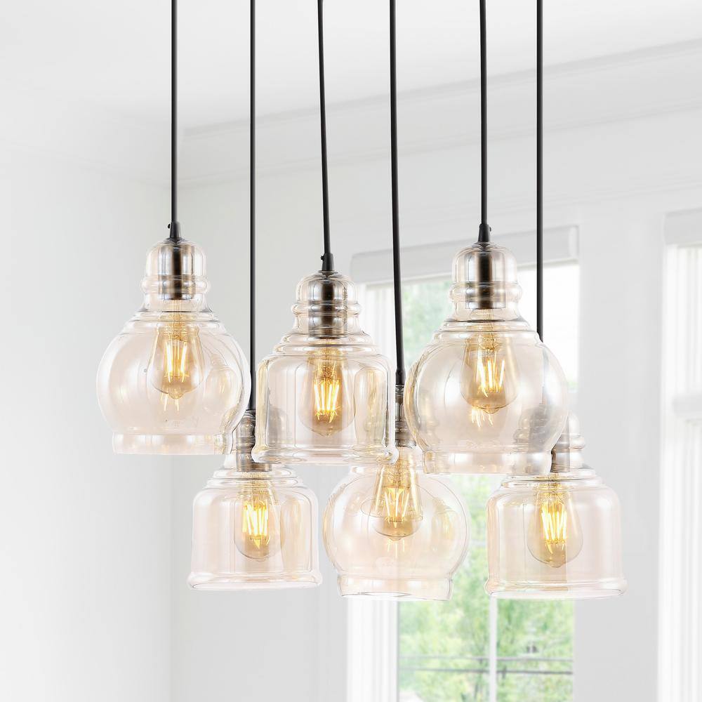 Sydney 18.88" Nickel Glass Bohemian LED Pendant Light