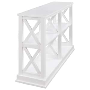 White 46.5 in. Rectangle Console Table with 3-Tier Open Shelves and X-Design Wood Narrow Entry Side Table