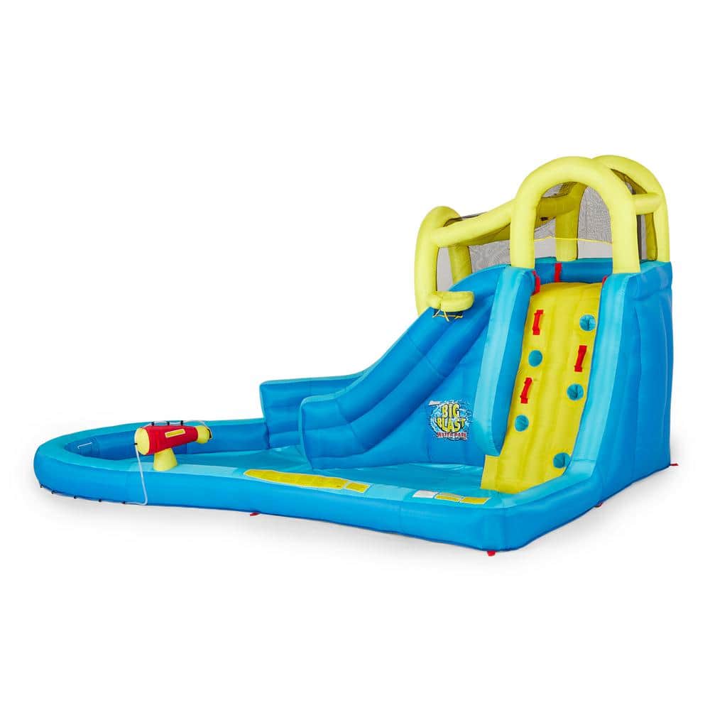 Big Blast Blue and Yellow PVC Inflatable Water Park with Slide and Cannon