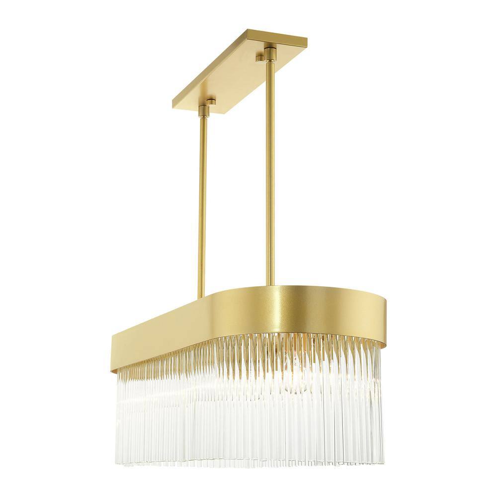 Soft Gold Crystal Rods 4-Light Linear Chandelier