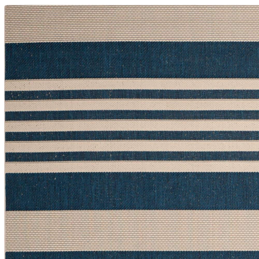 Coastal Stripe Navy & Beige 9' x 12' Synthetic Area Rug