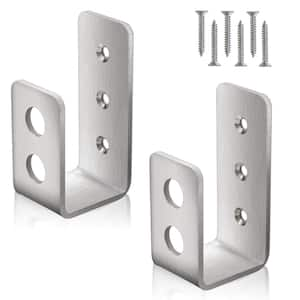 2 in. x 4 in. Silver Door Barricade Brackets, Lumber Security Door Jammer for Home, Barn, Shed, Garage, Gate (2-Pieces)