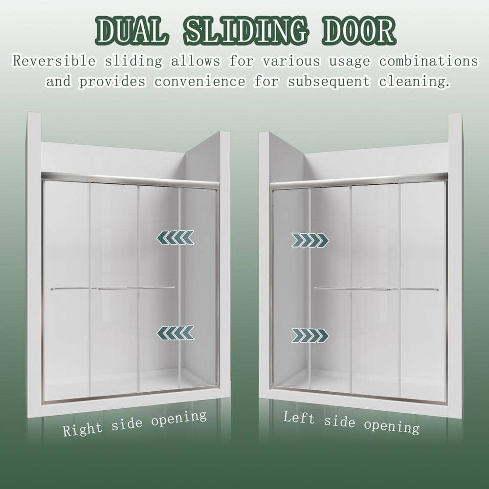 60 in. Chrome Framed Sliding Shower Door with Clear Glass