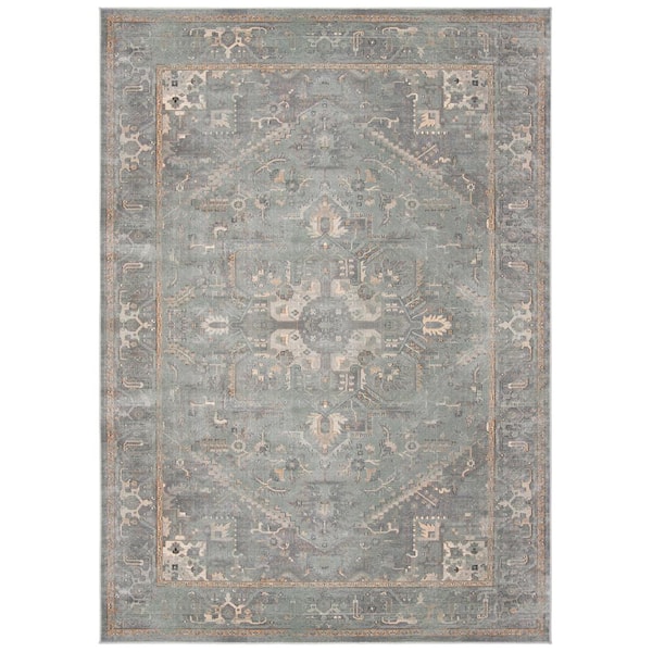 SAFAVIEH Vintage Gray/Multi 8 ft. x 10 ft. Border Area Rug