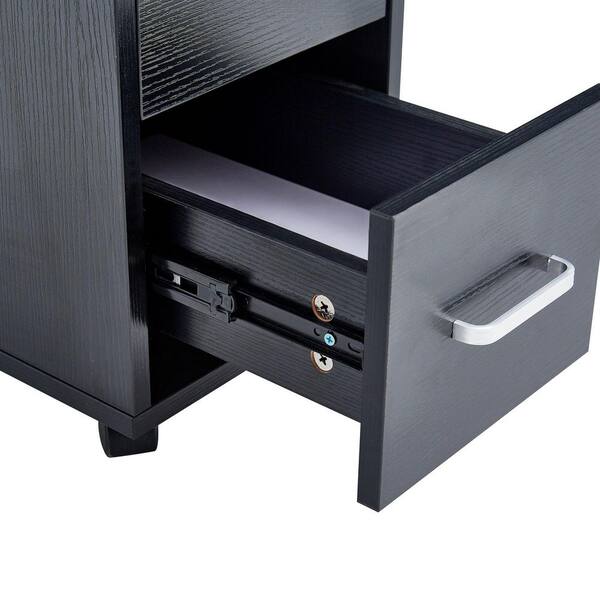 URTR Black 3-Drawer Mobile File Cabinet, Under Desk Metal Rolling