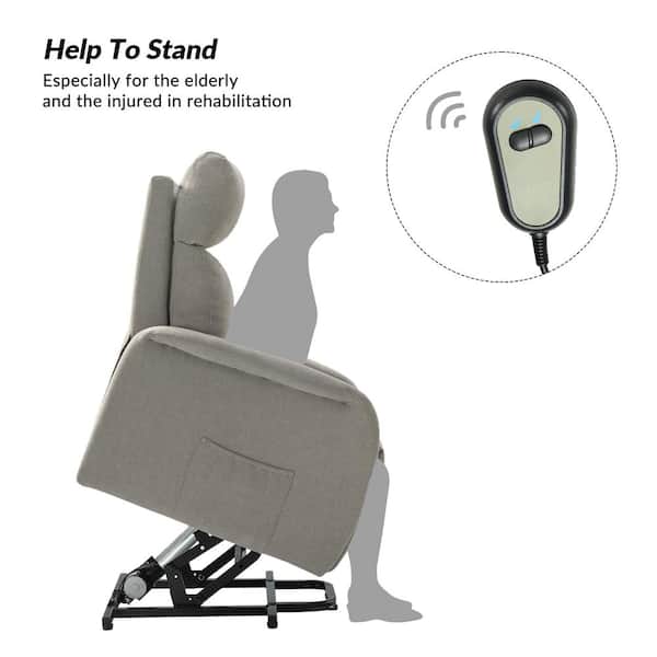 JAYDEN CREATION Carol Grey Power Lift Assist Recliner with