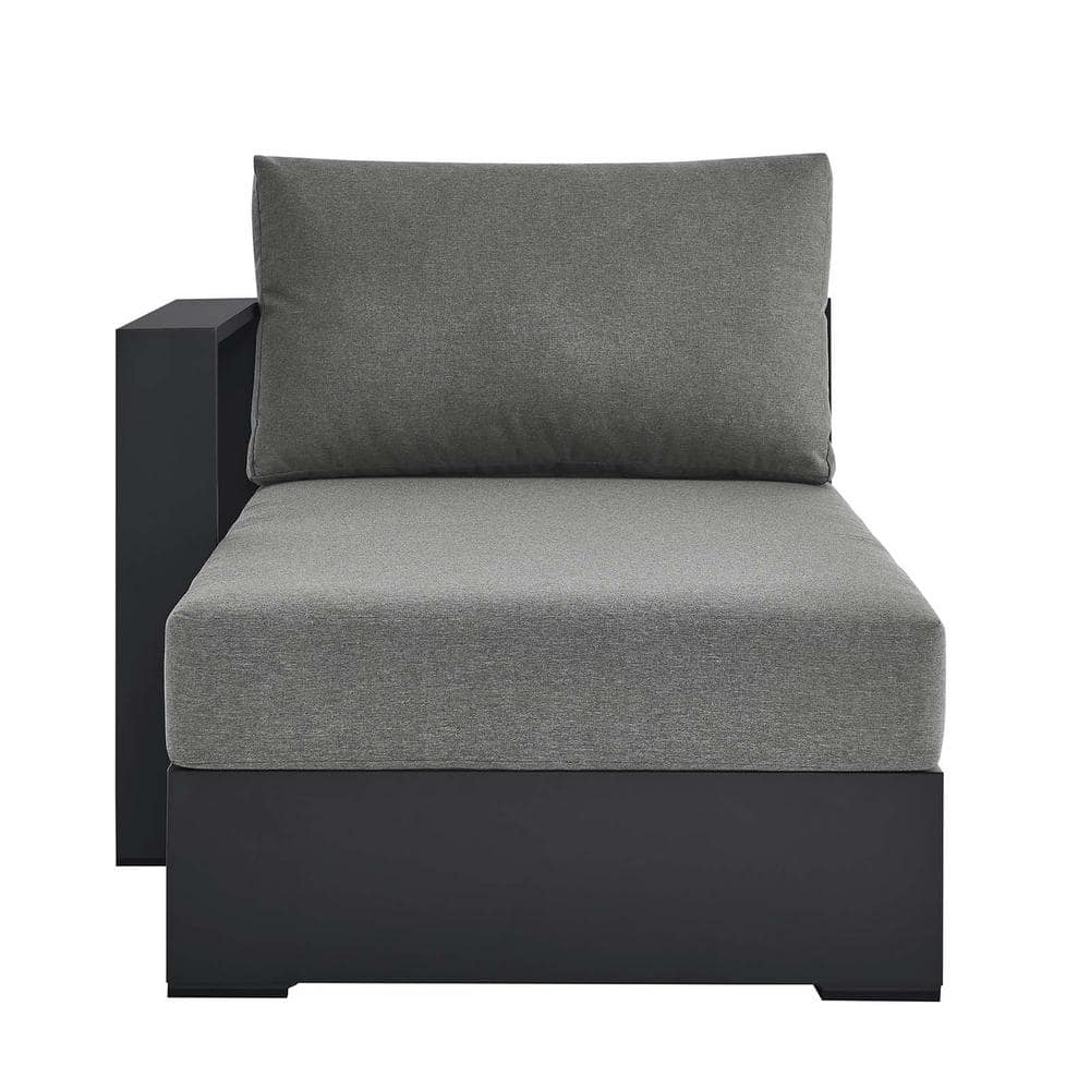 Gray Charcoal Aluminum Outdoor Chaise Lounge with Cushions
