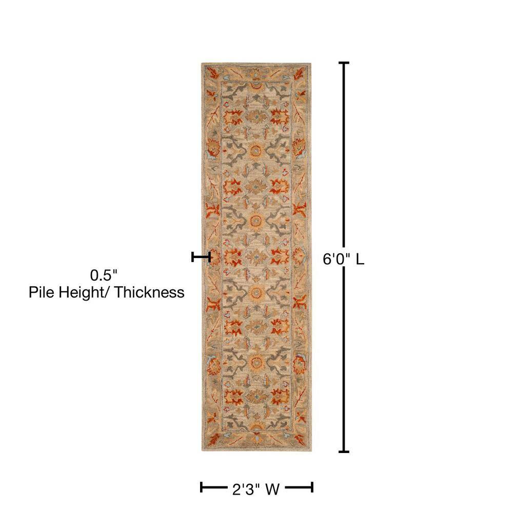Antiquity Beige and Multicolor Hand-Tufted Wool Runner Rug