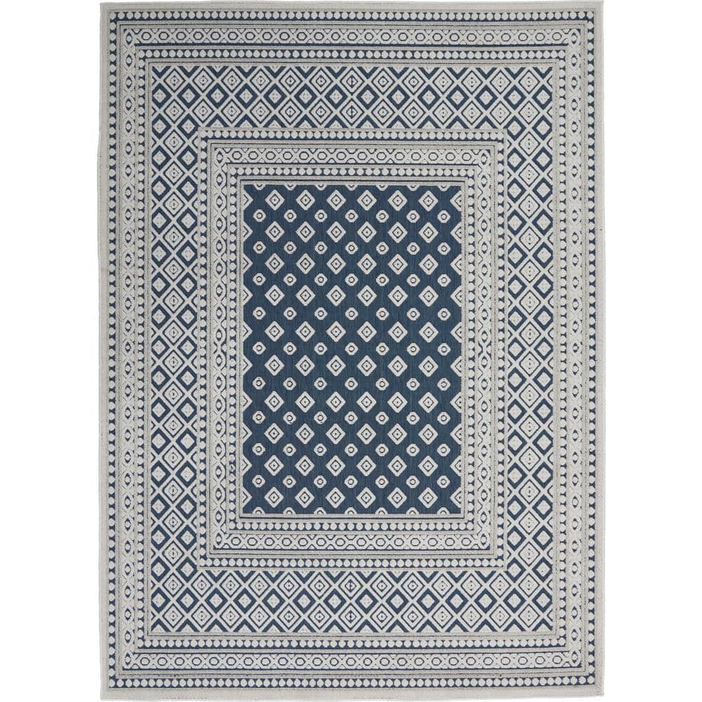 Hampton Bay Calobra Blue 2 ft. x 10 ft. Runner Geometric Contemporary