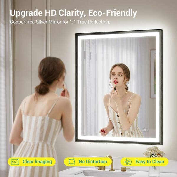 Bonosuki 22 in. H x 30 in. W Morden LED Bathroom Vanity Mirror