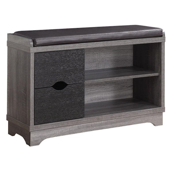 Benjara 22.5 in. H x 36 in. W Black Wood Shoe Storage Cabinet