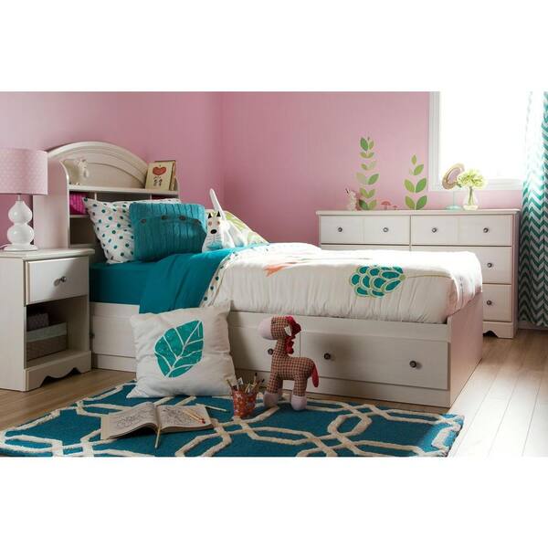 South Shore Country Poetry 3-Drawer White Wash Twin-Size Storage Bed