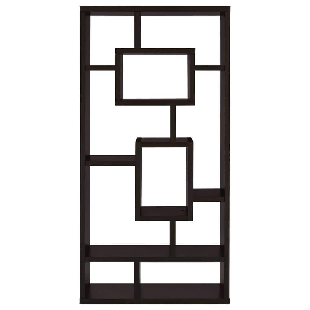 Howie Espresso 10-Shelf Geometric Bookcase
