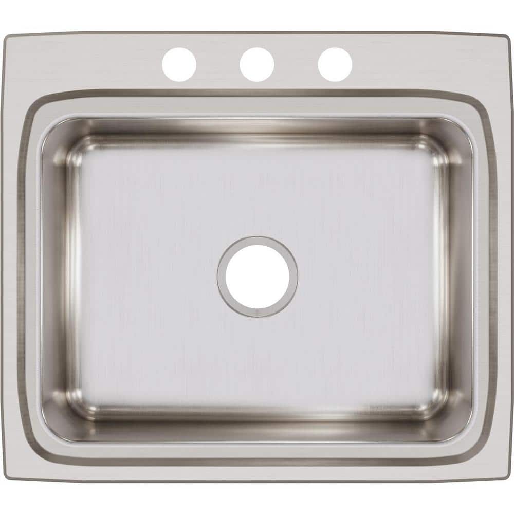 Lustertone 25" Stainless Steel Drop-In Single Bowl Kitchen Sink