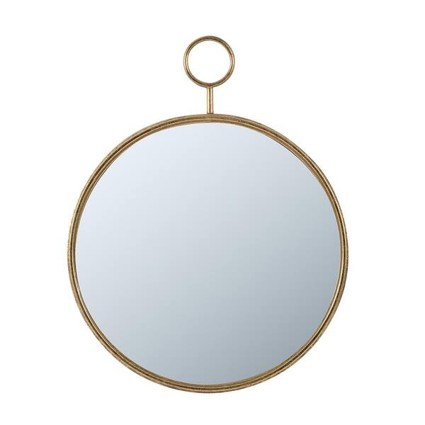 Unbranded 22 in. W x 28 in. H Round Iron Framed Wall Bathroom Vanity Mirror in Gold