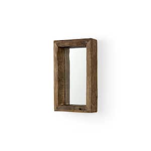 Gervaise 12 in. W x 7 in. H Brown Wood Rectangular Wall Mirror