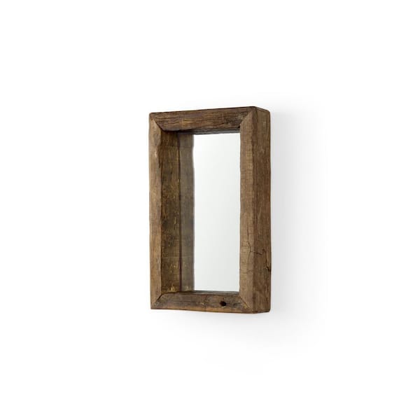 Mercana Gervaise 12 in. W x 7 in. H Brown Wood Rectangular Wall Mirror