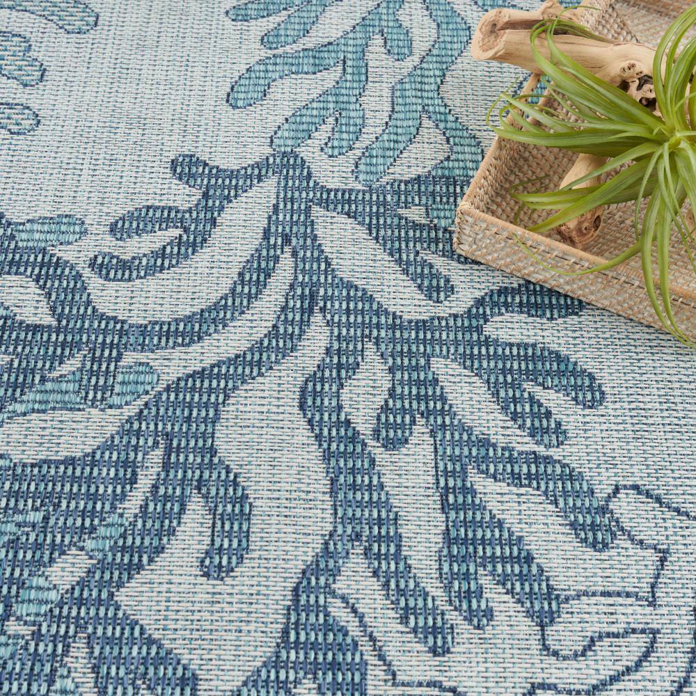 Nautical Coral Blue Synthetic Rectangular Area Rug 8' x 10'