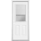 32 in. x 80 in. Premium Clear 1/2-Lite Mini-Blind Right-Hand Inswing Primed Steel Prehung Front Door with Brickmold
