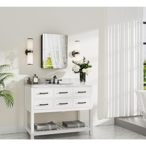 KeonJinn 14 in. W x 18 in. H Rectangular Frameless Aluminum Black Recessed or Surface Mount Medicine Cabinet with Mirror
