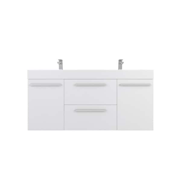 null Ripley 54 in. W x 19 in. D x 26 in. H Vanity in White with Acrylic Vanity Top in White with White Basin