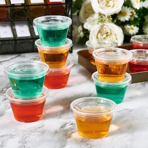 Clear Plastic Disposable Portion Cup Lid with Lids Food Storage Condiment Containers for 4 oz Cups 360-Pack