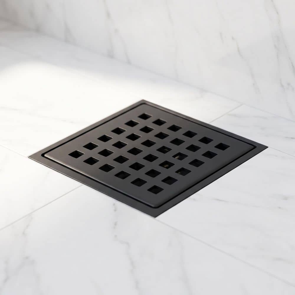 VIGO Elan 4 in. Square Shower Drain in Matte Black VG07004MB - The