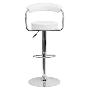 33.25 in. Adjustable Height White Cushioned Bar Stool