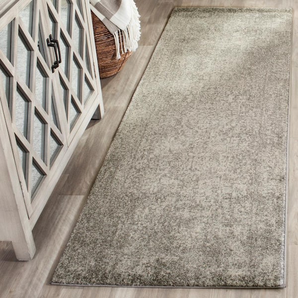 Evoke Silver/Ivory 2 ft. x 11 ft. Distressed Border Medallion Runner Rug