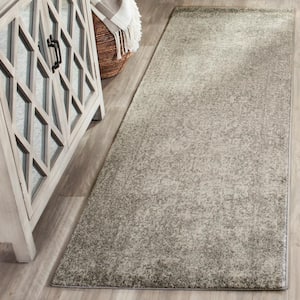 Evoke Silver/Ivory 2 ft. x 5 ft. Distressed Border Medallion Runner Rug