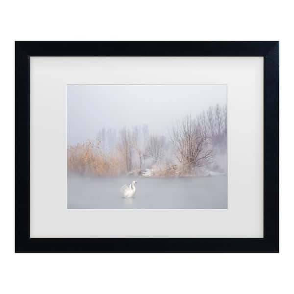 Uu The Winter Swan Matted Framed Photography Wall Art 13 in. x 16 in.