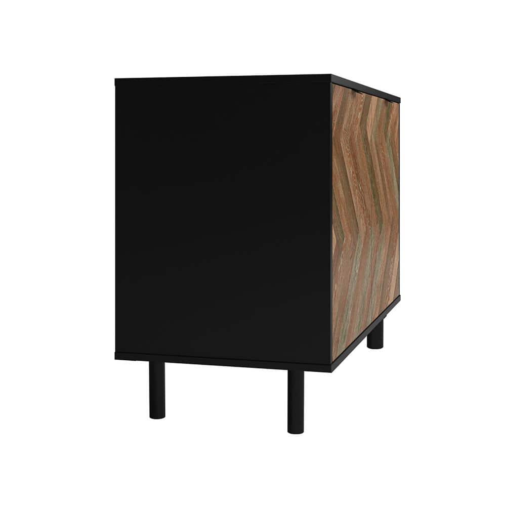 Liam Brown and Black Mid-Century Modern Accent Cabinet