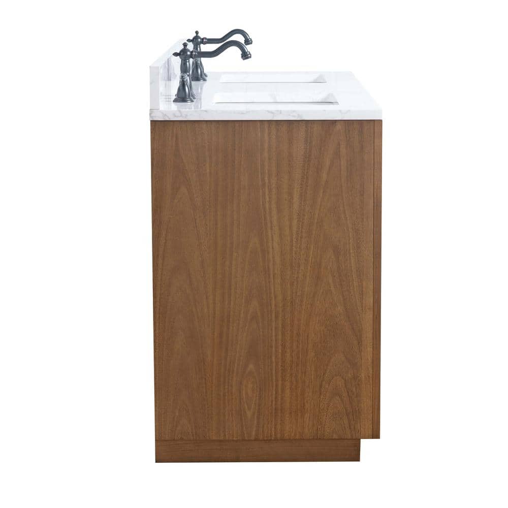 60" Double Sink Bathroom Vanity with Arabescato White Marble Top