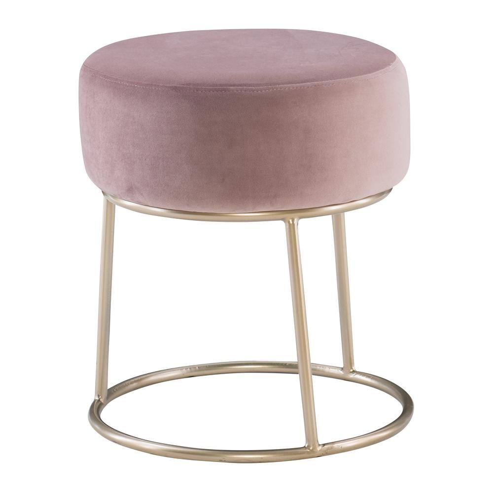Linon Home Decor Tori Pink Accent Vanity Stool Thd02814 The