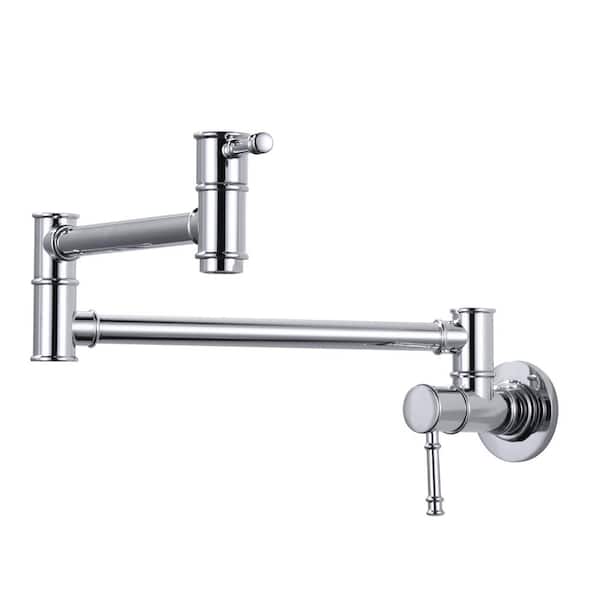 AVITAS Wall Mounted Pot Filler with Double Cross Handle and Brass in Polished Chrome