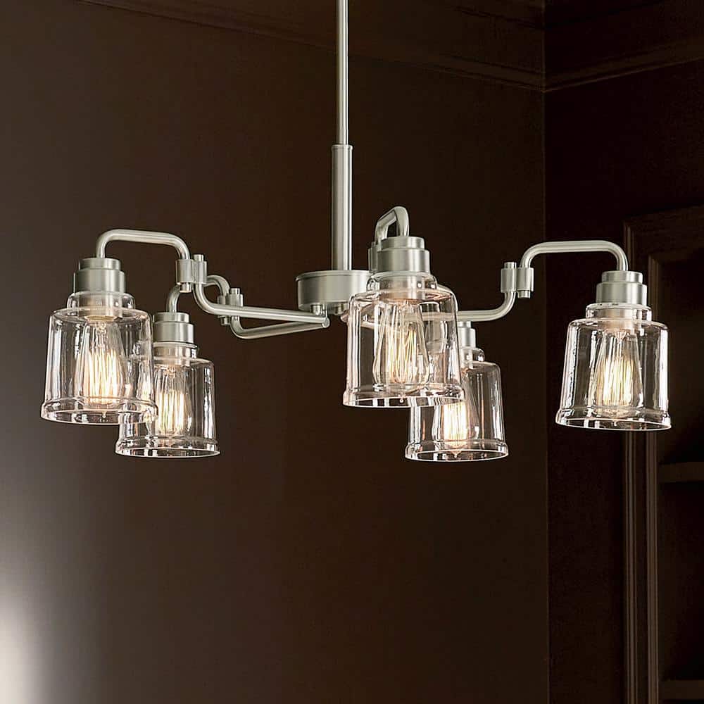 Aivian 30'' Industrial-Style Brushed Nickel 5-Light Chandelier