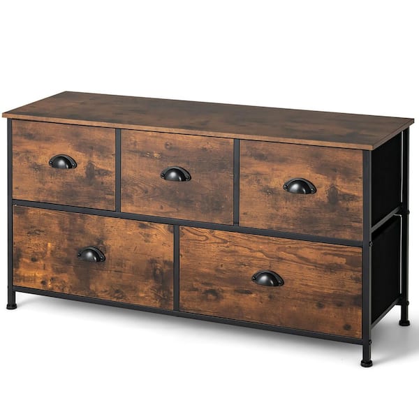 39.5 in. x 21.5 in. Brown Pull-Out MDF of 5 drawers Drawer Dresser Chest Organizer