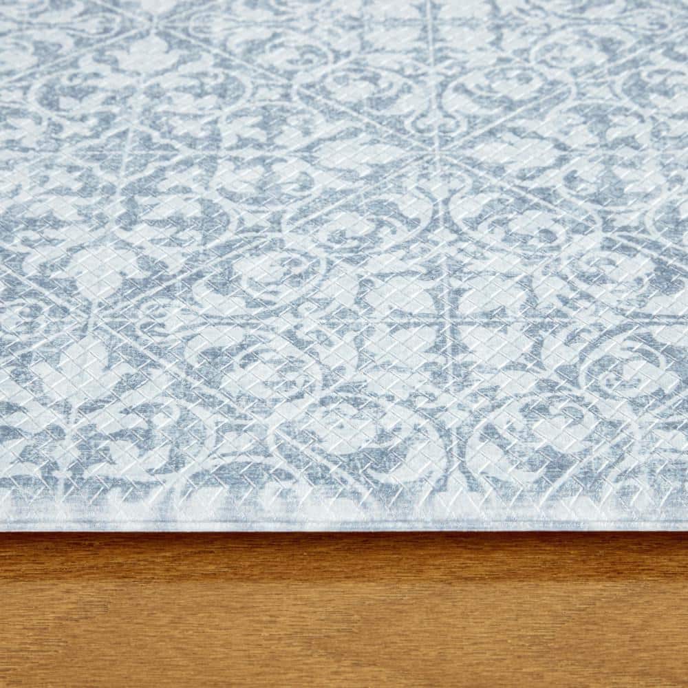 Blue PVC Medallion Anti-Fatigue Comfort Mat with Memory Foam