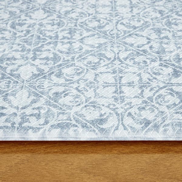 Basic Comfort Plus Vintage Medallion Blue 18 in. x 55 in. Anti Fatigue Mat